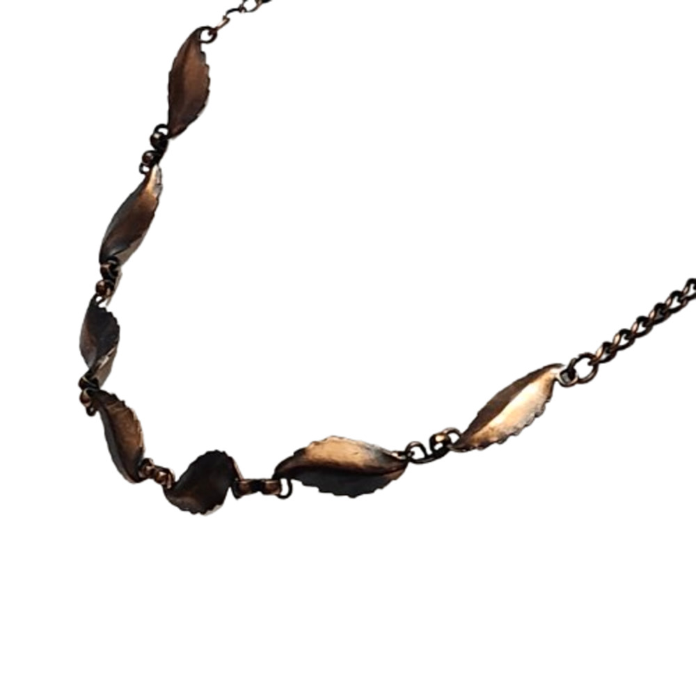 Vtg Solid Copper Mid Century Leaf Adjustable Neck… - image 4